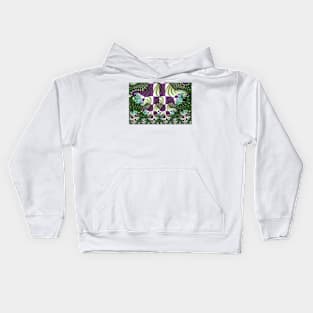 Purple and Green Abstract Checkered Design Kids Hoodie